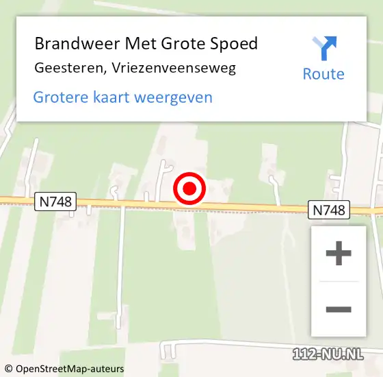 Locatie op kaart van de 112 melding: Brandweer Met Grote Spoed Naar Geesteren, Vriezenveenseweg op 17 september 2022 18:18