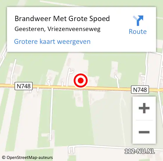 Locatie op kaart van de 112 melding: Brandweer Met Grote Spoed Naar Geesteren, Vriezenveenseweg op 17 september 2022 18:22