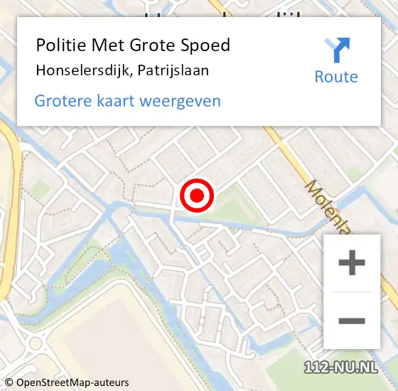 Locatie op kaart van de 112 melding: Politie Met Grote Spoed Naar Honselersdijk, Patrijslaan op 17 september 2022 18:31