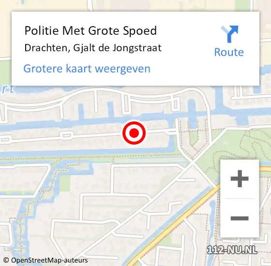 Locatie op kaart van de 112 melding: Politie Met Grote Spoed Naar Drachten, Gjalt de Jongstraat op 17 september 2022 18:50