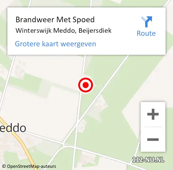 Locatie op kaart van de 112 melding: Brandweer Met Spoed Naar Winterswijk Meddo, Beijersdiek op 17 september 2022 19:06