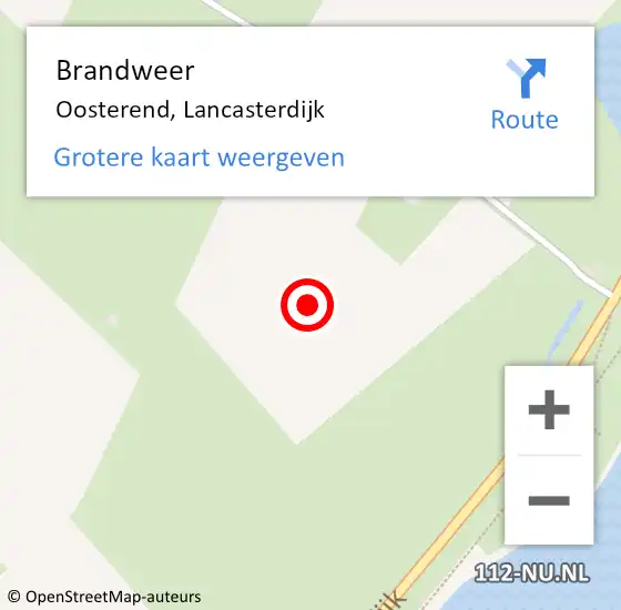 Locatie op kaart van de 112 melding: Brandweer Oosterend, Lancasterdijk op 17 september 2022 19:34