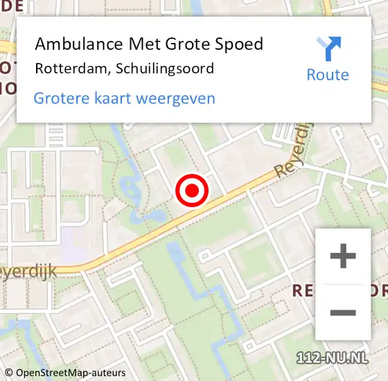 Locatie op kaart van de 112 melding: Ambulance Met Grote Spoed Naar Rotterdam, Schuilingsoord op 17 september 2022 19:34