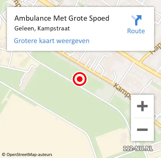 Locatie op kaart van de 112 melding: Ambulance Met Grote Spoed Naar Geleen, Kampstraat op 17 september 2022 19:35