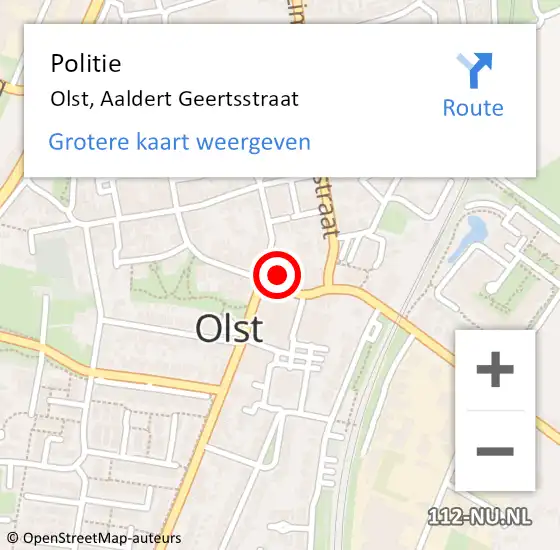 Locatie op kaart van de 112 melding: Politie Olst, Aaldert Geertsstraat op 17 september 2022 19:39