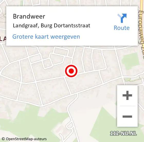 Locatie op kaart van de 112 melding: Brandweer Landgraaf, Burg Dortantsstraat op 29 juli 2014 15:49