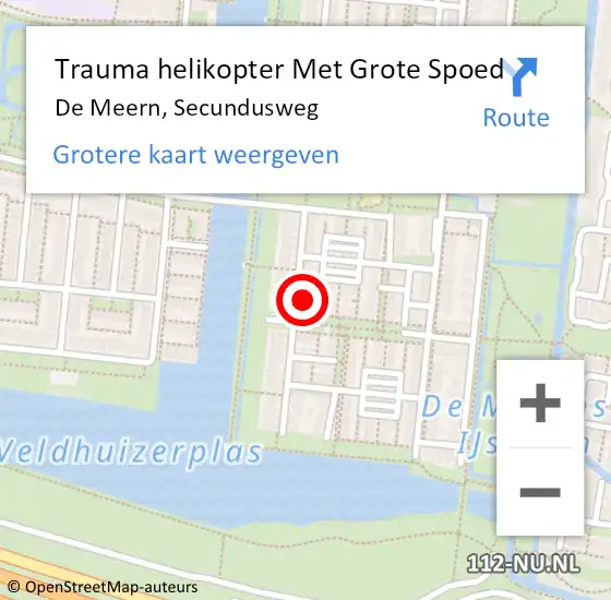 Locatie op kaart van de 112 melding: Trauma helikopter Met Grote Spoed Naar De Meern, Secundusweg op 17 september 2022 19:59
