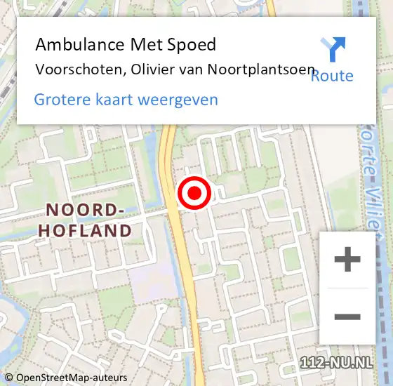 Locatie op kaart van de 112 melding: Ambulance Met Spoed Naar Voorschoten, Olivier van Noortplantsoen op 17 september 2022 20:13