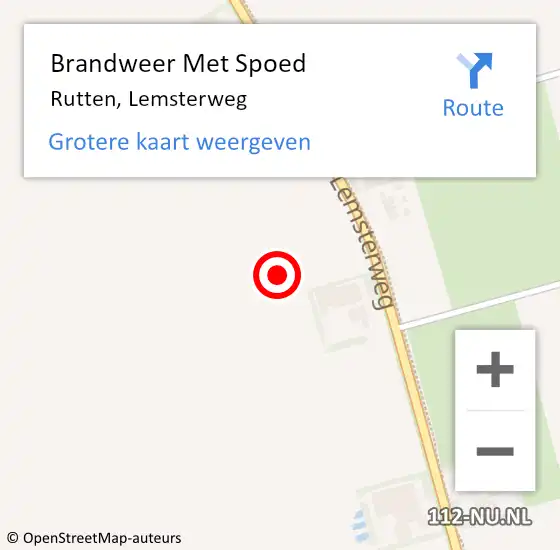 Locatie op kaart van de 112 melding: Brandweer Met Spoed Naar Rutten, Lemsterweg op 17 september 2022 20:14