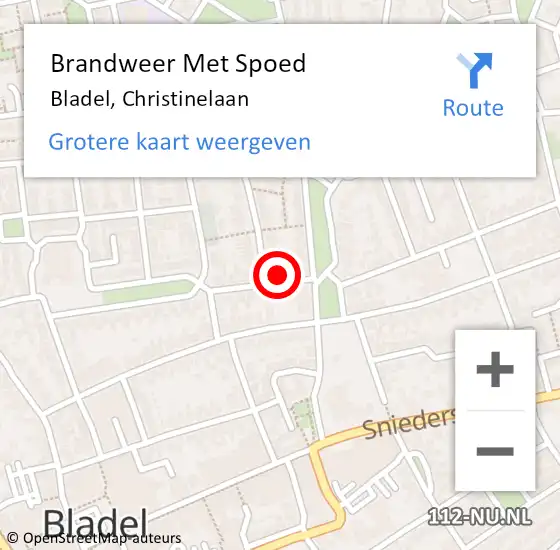 Locatie op kaart van de 112 melding: Brandweer Met Spoed Naar Bladel, Christinelaan op 17 september 2022 20:23