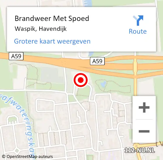 Locatie op kaart van de 112 melding: Brandweer Met Spoed Naar Waspik, Havendijk op 17 september 2022 20:34