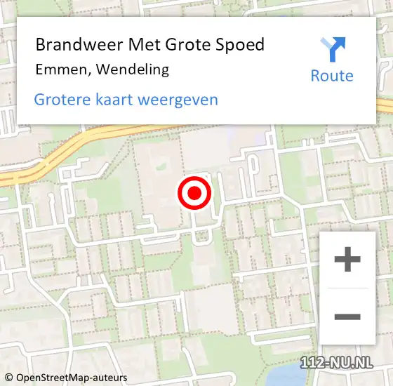 Locatie op kaart van de 112 melding: Brandweer Met Grote Spoed Naar Emmen, Wendeling op 17 september 2022 21:07