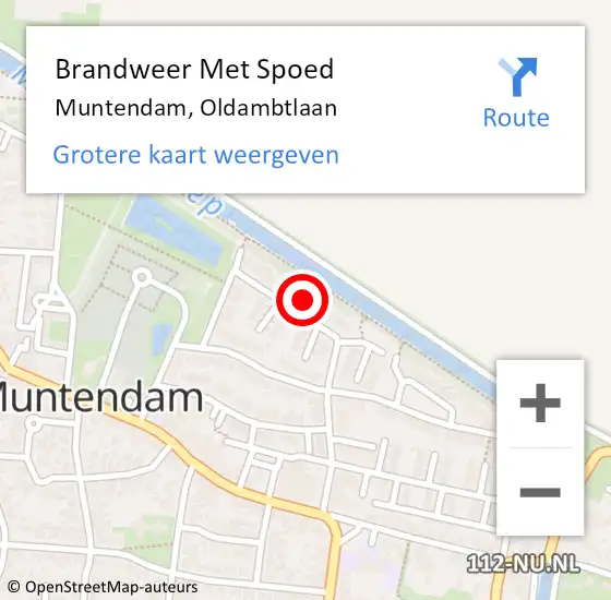 Locatie op kaart van de 112 melding: Brandweer Met Spoed Naar Muntendam, Oldambtlaan op 17 september 2022 21:26