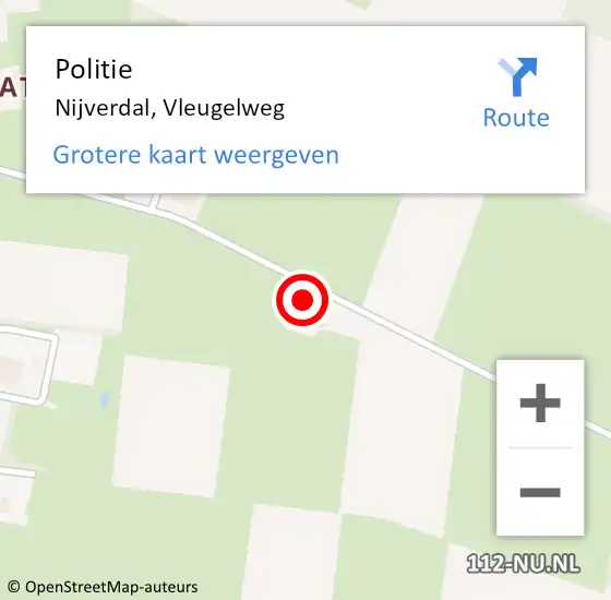 Locatie op kaart van de 112 melding: Politie Nijverdal, Vleugelweg op 17 september 2022 21:49