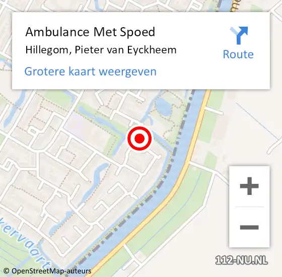 Locatie op kaart van de 112 melding: Ambulance Met Spoed Naar Hillegom, Pieter van Eyckheem op 17 september 2022 22:14