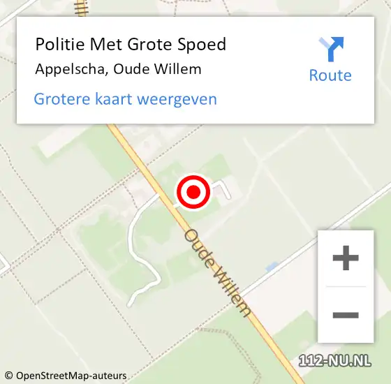 Locatie op kaart van de 112 melding: Politie Met Grote Spoed Naar Appelscha, Oude Willem op 17 september 2022 22:29