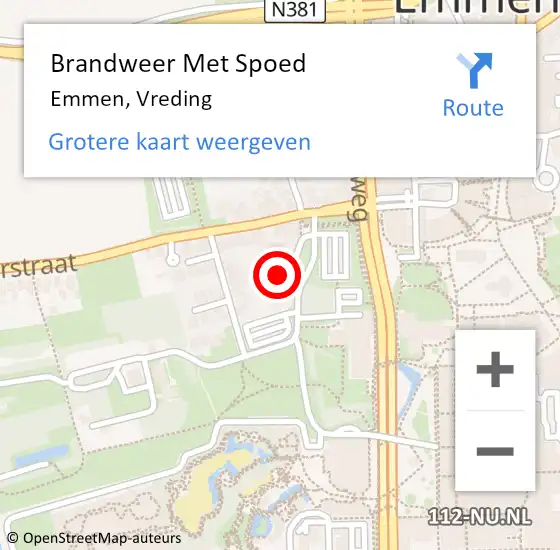 Locatie op kaart van de 112 melding: Brandweer Met Spoed Naar Emmen, Vreding op 17 september 2022 22:41