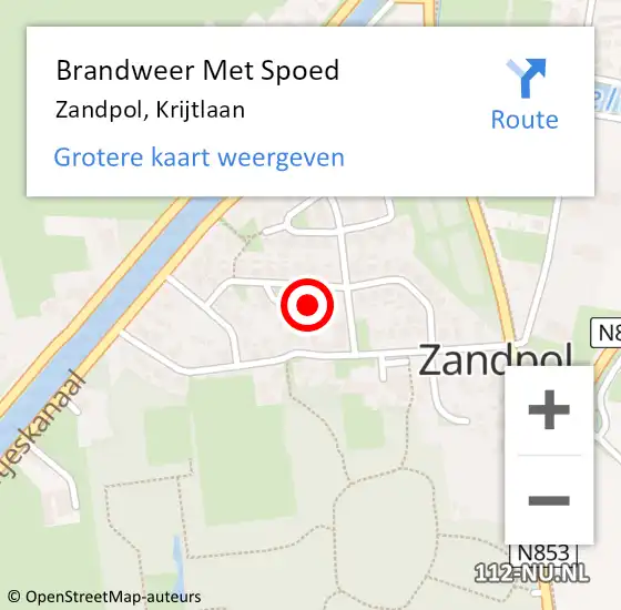 Locatie op kaart van de 112 melding: Brandweer Met Spoed Naar Zandpol, Krijtlaan op 17 september 2022 23:13