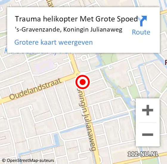 Locatie op kaart van de 112 melding: Trauma helikopter Met Grote Spoed Naar 's-Gravenzande, Koningin Julianaweg op 17 september 2022 23:13