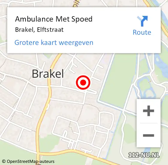 Locatie op kaart van de 112 melding: Ambulance Met Spoed Naar Brakel, Elftstraat op 17 september 2022 23:44