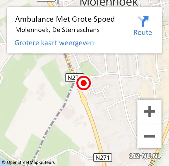 Locatie op kaart van de 112 melding: Ambulance Met Grote Spoed Naar Molenhoek, De Sterreschans op 17 september 2022 23:47