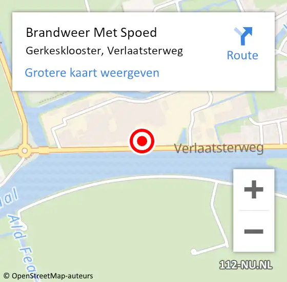 Locatie op kaart van de 112 melding: Brandweer Met Spoed Naar Gerkesklooster, Verlaatsterweg op 29 juli 2014 16:04