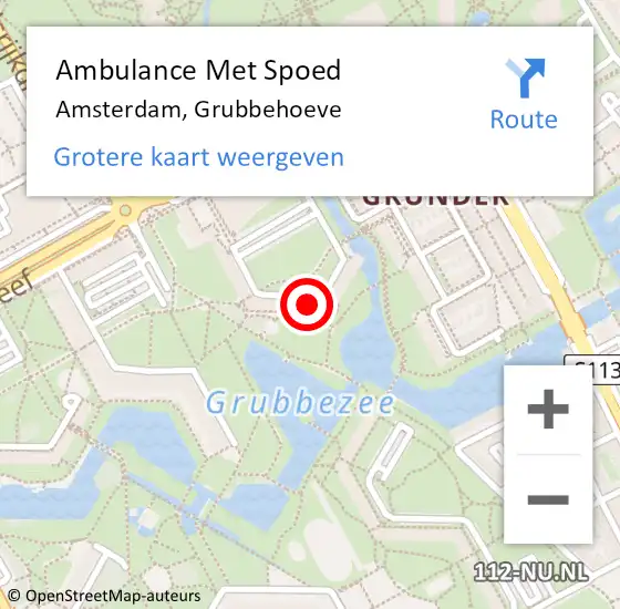 Locatie op kaart van de 112 melding: Ambulance Met Spoed Naar Amsterdam-Zuidoost, Grubbehoeve op 17 september 2022 23:50