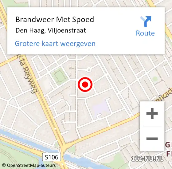 Locatie op kaart van de 112 melding: Brandweer Met Spoed Naar Den Haag, Viljoenstraat op 17 september 2022 23:55