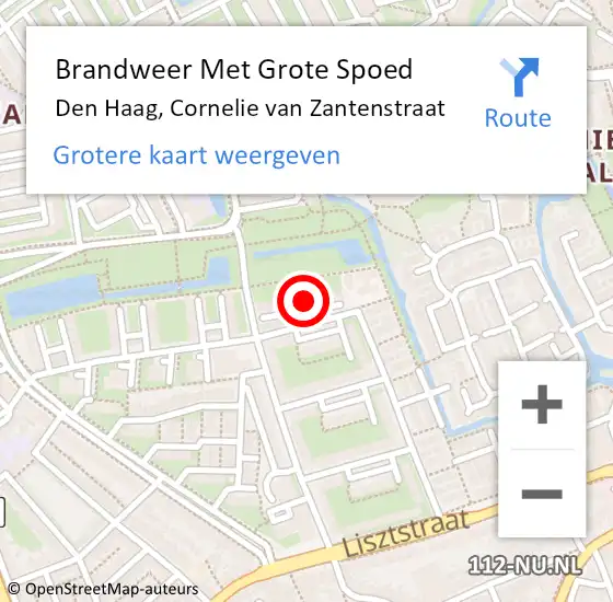 Locatie op kaart van de 112 melding: Brandweer Met Grote Spoed Naar Den Haag, Cornelie van Zantenstraat op 18 september 2022 00:17