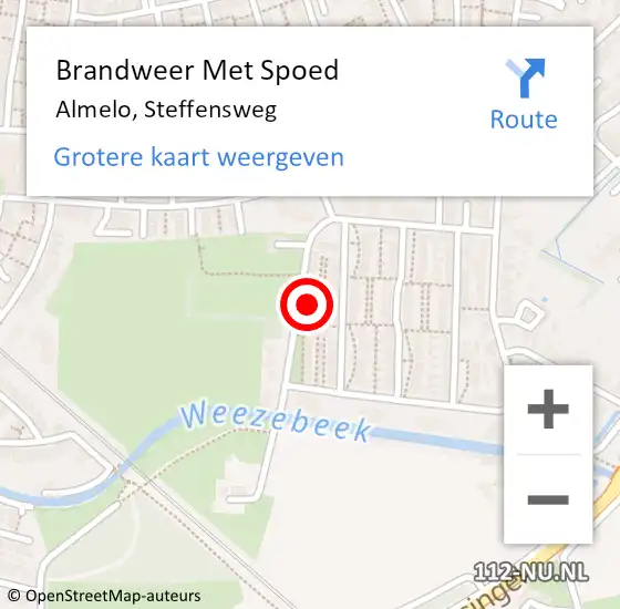 Locatie op kaart van de 112 melding: Brandweer Met Spoed Naar Almelo, Steffensweg op 18 september 2022 00:29