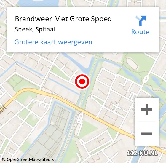 Locatie op kaart van de 112 melding: Brandweer Met Grote Spoed Naar Sneek, Spitaal op 18 september 2022 00:45