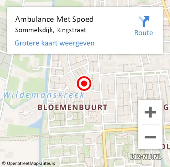 Locatie op kaart van de 112 melding: Ambulance Met Spoed Naar Sommelsdijk, Ringstraat op 18 september 2022 00:47