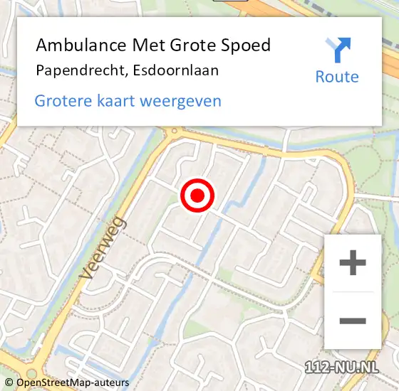 Locatie op kaart van de 112 melding: Ambulance Met Grote Spoed Naar Papendrecht, Esdoornlaan op 18 september 2022 00:47