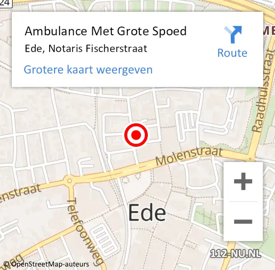 Locatie op kaart van de 112 melding: Ambulance Met Grote Spoed Naar Ede, Notaris Fischerstraat op 18 september 2022 00:53