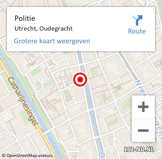 Locatie op kaart van de 112 melding: Politie Utrecht, Oudegracht op 18 september 2022 03:07