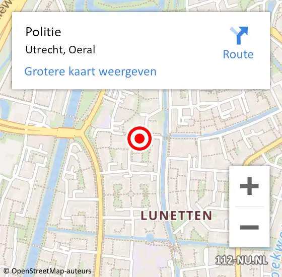 Locatie op kaart van de 112 melding: Politie Utrecht, Oeral op 18 september 2022 03:11