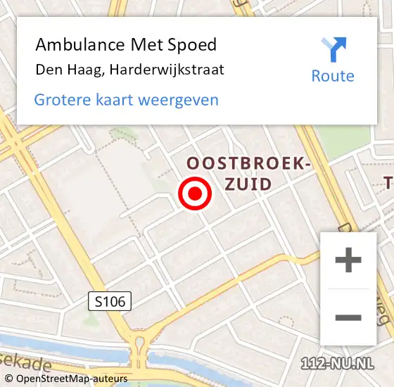 Locatie op kaart van de 112 melding: Ambulance Met Spoed Naar Den Haag, Harderwijkstraat op 18 september 2022 04:42