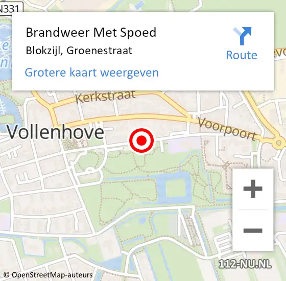 Locatie op kaart van de 112 melding: Brandweer Met Spoed Naar Blokzijl, Groenestraat op 18 september 2022 04:45