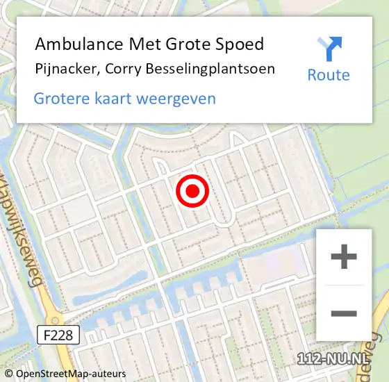 Locatie op kaart van de 112 melding: Ambulance Met Grote Spoed Naar Pijnacker, Corry Besselingplantsoen op 18 september 2022 05:17