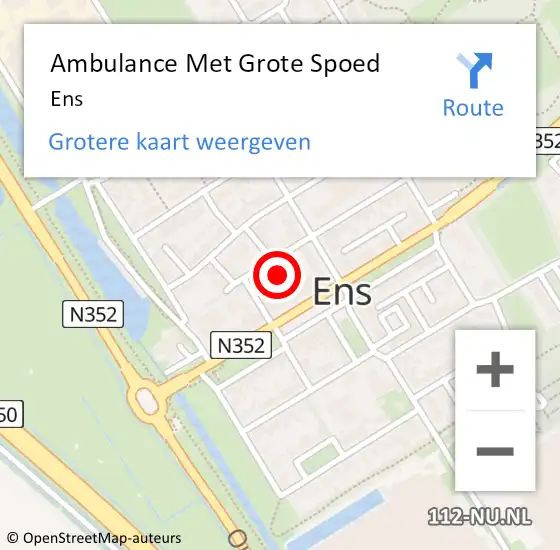 Locatie op kaart van de 112 melding: Ambulance Met Grote Spoed Naar Ens op 18 september 2022 05:34