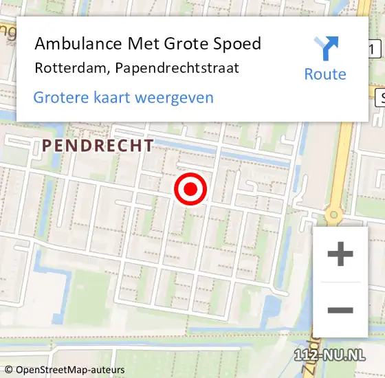 Locatie op kaart van de 112 melding: Ambulance Met Grote Spoed Naar Rotterdam, Papendrechtstraat op 18 september 2022 07:04