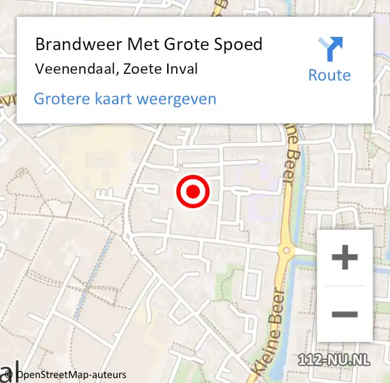 Locatie op kaart van de 112 melding: Brandweer Met Grote Spoed Naar Veenendaal, Zoete Inval op 18 september 2022 07:14