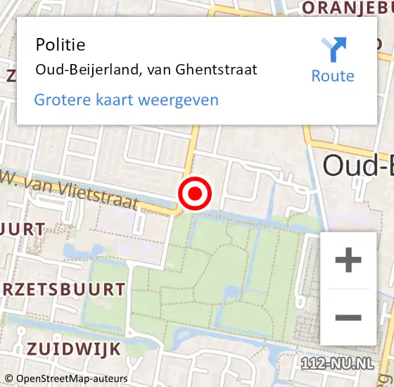 Locatie op kaart van de 112 melding: Politie Oud-Beijerland, van Ghentstraat op 18 september 2022 07:29