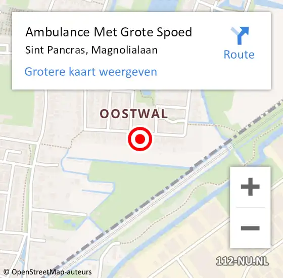 Locatie op kaart van de 112 melding: Ambulance Met Grote Spoed Naar Sint Pancras, Magnolialaan op 18 september 2022 07:47