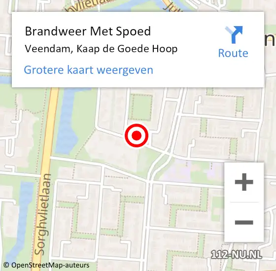 Locatie op kaart van de 112 melding: Brandweer Met Spoed Naar Veendam, Kaap de Goede Hoop op 18 september 2022 08:26