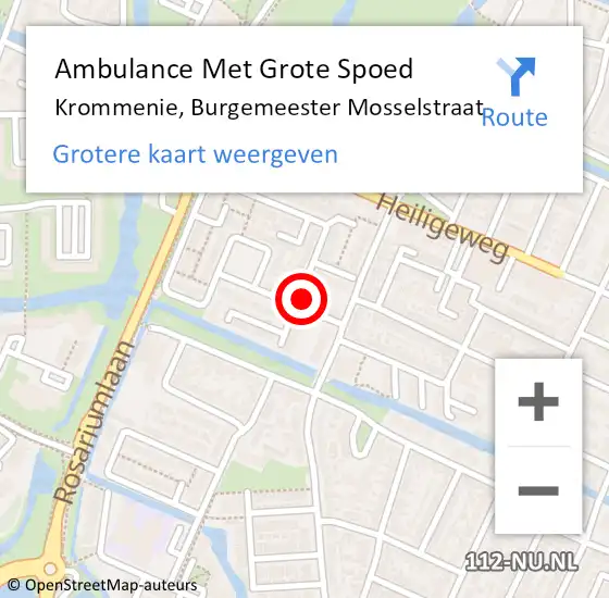 Locatie op kaart van de 112 melding: Ambulance Met Grote Spoed Naar Krommenie, Burgemeester Mosselstraat op 18 september 2022 08:45