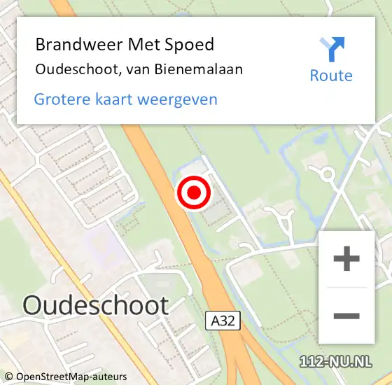 Locatie op kaart van de 112 melding: Brandweer Met Spoed Naar Oudeschoot, van Bienemalaan op 18 september 2022 08:49