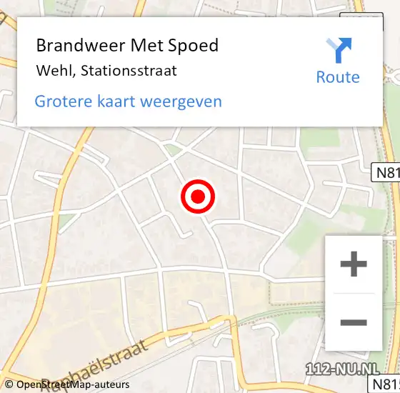 Locatie op kaart van de 112 melding: Brandweer Met Spoed Naar Wehl, Stationsstraat op 18 september 2022 08:56