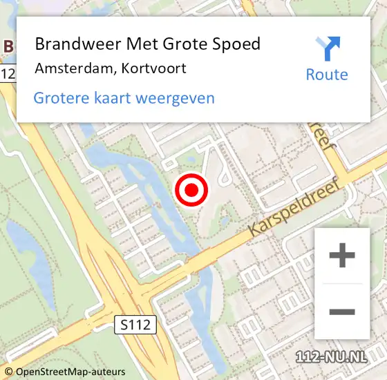 Locatie op kaart van de 112 melding: Brandweer Met Grote Spoed Naar Amsterdam-Zuidoost, Kortvoort op 18 september 2022 09:05