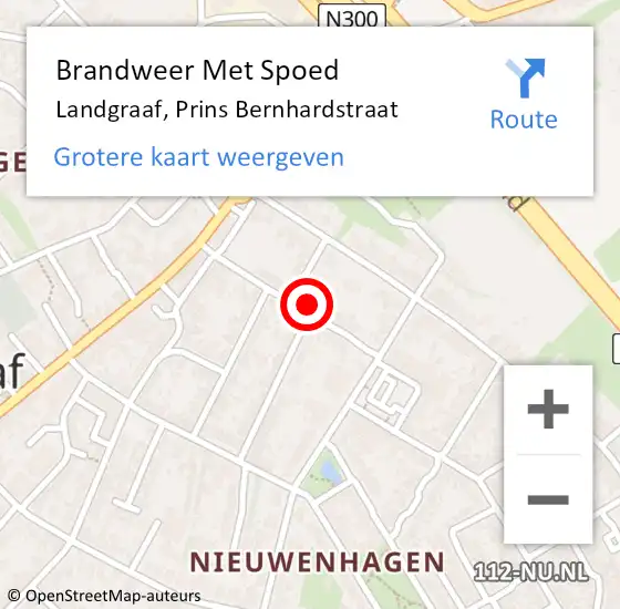 Locatie op kaart van de 112 melding: Brandweer Met Spoed Naar Landgraaf, Prins Bernhardstraat op 18 september 2022 09:09